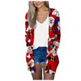 thumbnail image 2 of Cardigan Ample à Imprimé de Noël pour Femmes à Manches Longues Manteau Blouse d'Automne, 2 of 7