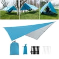 thumbnail image 1 of Lona impermeable para tienda de campaña Ripstop 290cm Refugio a prueba de viento para acampar Anti UV Protección UV Lona 5 cuerdas Bolsa de transporte Plata azul Baoblaze Lona de tienda al aire libre, 1 of 8