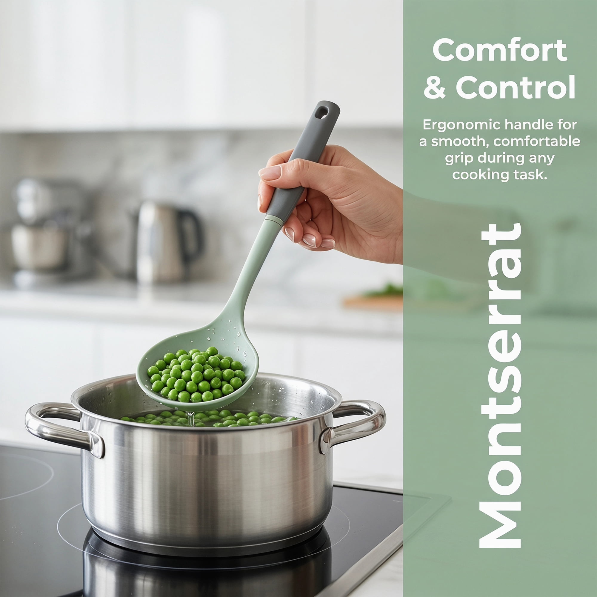 Unique Bargains Non Stick Safe Heat Resistant Ergonomic Utensil Slotted Green 14.2" x 4.1"
