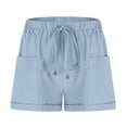 thumbnail image 4 of Bovxnpu Summer Plus Size Shorts for Women, Womens Casual Shorts, Womens Comfy Drawstring Casual Elastic Waist Pocket Solid Color Loose Shorts Pants S, 4 of 5