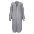 thumbnail image 4 of Women's Long Knit Cardigan Sweater, Solid Color Open Front Duster, Loose Fit Pocketed Sweater, Casual Spring Summer Cover Up, Lightweight Oversized Cardigan Light Ashy XXXL, 4 of 9