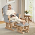 thumbnail image 2 of Gymax Glider & Ottoman Cushion Set Wood Baby Nursery Rocking Chair Glider Gray, 2 of 10