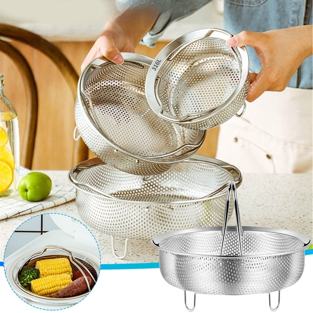 Steamer Basket for Pots 1PC,Stainless Steel Strainer Food Grade Dense Hole Design Multipurpose Cooking Rack for Draining Vegetables Rice Soup