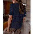 thumbnail image 2 of Blusa PRETTYGARDEN de encaje para mujer, manga corta, con botones, azul marino, 2 of 6