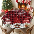 thumbnail image 5 of Round Fitted Tablecloths with Elastic Edge Christmas Dwarf Xmas Tree Snow Waterproof Table Cover for Kitchen Dining Party Decor,55" - 60", 5 of 9