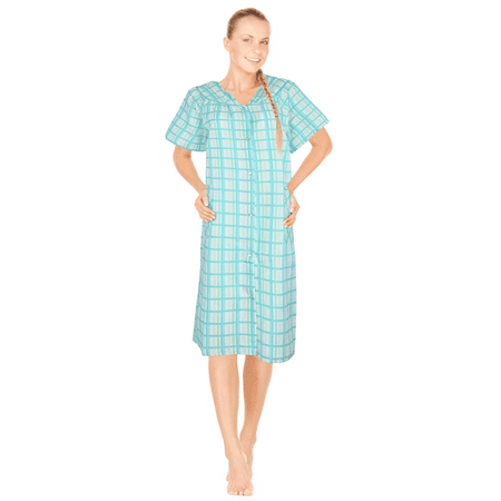 

JEFFRICO Womens Dusters For Women Snap Front Housecoat Lounger Duster House Dress Short Sleeve Nightgowns Pajamas Robe Plus Size