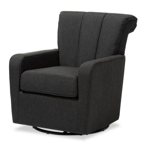 Bowery Hill Grey Fabric Upholstered Swivel Chair