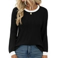 thumbnail image 3 of Fantaslook Women Blouses Color Block Long Sleeve Shirts Pleated Fall Tops Fashion Dressy Blouses, 3 of 8