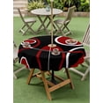 thumbnail image 3 of Outdoor Tablecloth with Umbrella Hole and Zipper, Black Red Round Table Cloth 60 Inch Waterproof Tablecloth, White Circle Geometric Abstract Texture Picnic Table Cover for Patio Camping, 3 of 7
