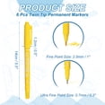 thumbnail image 2 of Uxcell Twin Tip Permanent Markers, 6 Pack Yellow Fine and Ultra Fine Point Colored Makers Quick Drying Coloring Pen for Writing Drawing on Wood Plastic Metal Glass Stone, 2 of 6