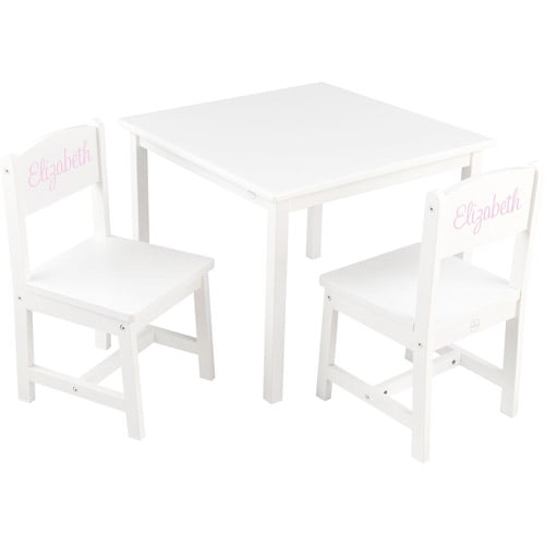KidKraft Personalized Aspen White Table and Chair Set, Baby Pink