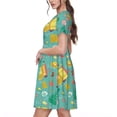 thumbnail image 2 of Susaid Happy Summer Pattern Women's Casual Floral Print Crewneck Short Sleeve A Line Boho Maxi Dress, 2 of 6