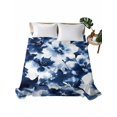 thumbnail image 2 of King Flat Sheet Only Abstract Watercolor Flower Art Soft Microfiber Cooling Bedding Sheets Natural Blue White Floral Flat Bed Sheet, 2 of 9