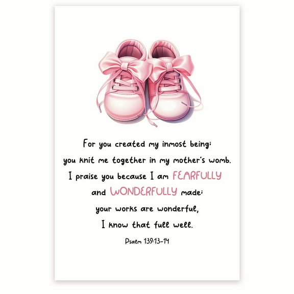 Bliss Monkey Co. Baby Girl Nursery Bible Verse Poster - Psalm 139:13-14 Wall Art Decor - For Nursery Baby Room Decor - 12 x 18 Inch Poster - Unframed - Premium 100lb Gloss - Made In USA - BMCP0154