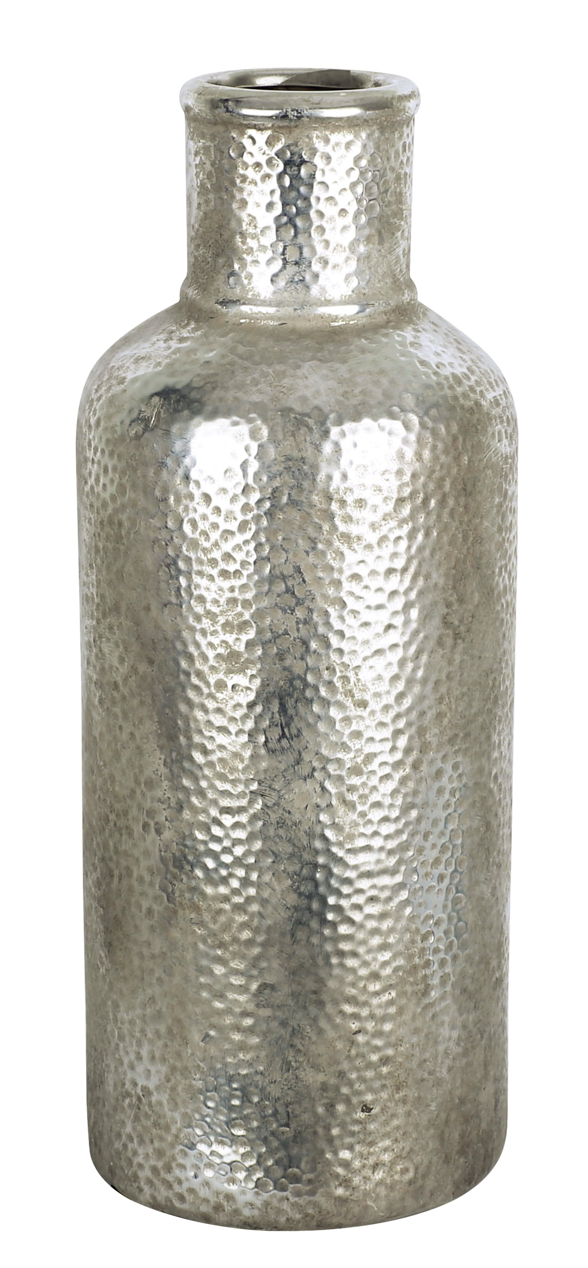 ArtMaison Canada, Ceramic Vase II, 6.5x6.5x17 Inch Large Silver