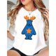 thumbnail image 1 of Camiseta de manga corta con cuello redondo y estampado navideño de alce y estrella, top deportivo informal de verano de manga corta con cuello redondo, ropa de mujer, estampado, tendencia de moda, cam, 1 of 6