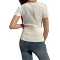 thumbnail image 4 of hirigin Female Pullover, Solid Color Square Neck Short Sleeve Close-Fitting Tops Blouse for Spring Summer, S/M/L, 4 of 9