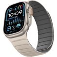 thumbnail image 1 of wonima02 Double Sided Reversible Band Compatible with Apple Watch 49mm 46mm 45mm 44mm 42mm, Magnetic Wristband Soft Silicone Straps for iWatch Ultra 3 2 1 SE Series 11 10 9 8 7 6 5 4 3, Beige Grey, 1 of 1