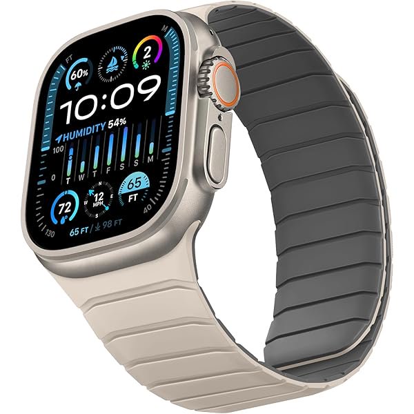 wonima02 Double Sided Reversible Band Compatible with Apple Watch 49mm 46mm 45mm 44mm 42mm, Magnetic Wristband Soft Silicone Straps for iWatch Ultra 3 2 1 SE Series 11 10 9 8 7 6 5 4 3, Beige Grey