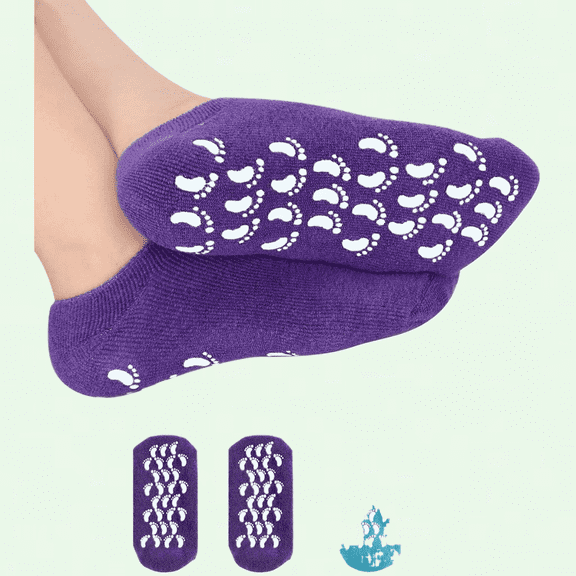 Moisturizing Gel Socks for Cracked Feet - Soft Gel Socks with Essential Oils - Blue & Purple - Women & Men
