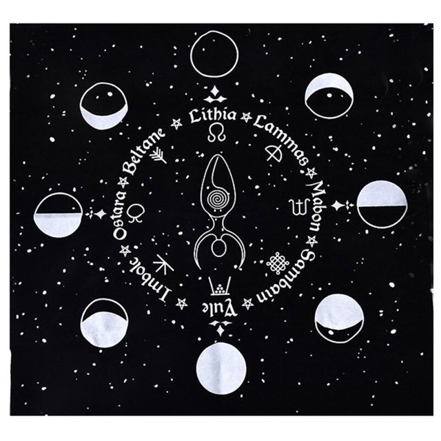 Mantel de Tarots de 24 estilos, Triple Luna, pentagramas, tela de Altar pagano, franela, Tarots, adivinación, astrología, juego de mesa, 49x49cm qym unisex