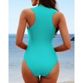 thumbnail image 4 of Beautyin Womens One Piece Swimwear with Zipper Racerback Swimwear Mock Neck Full Coverage Bathing Suit, 4 of 8