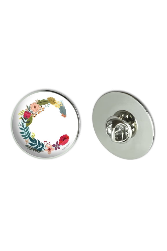 Letter C Floral Monogram Initial Metal 1.1" Tie Tack Hat Lapel Pin Pinback