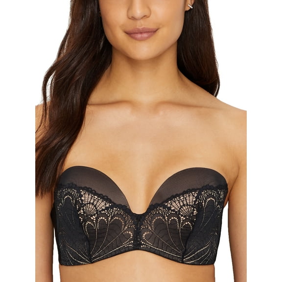 Wonderbra Women's Refined Glamour Ultimate Strapless Bra, Black, 34A