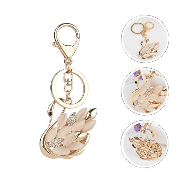 Swan Keychain Car Decor Wallet Backpack Charm European American Style Zinc Alloy Rhinestone Accessory