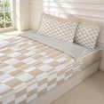 thumbnail image 3 of Manfei Contemporary Grid Zipper Full Size Comforter Sets with Fitted Sheet and 2 Pillowcases,Checkered Art Zipper Bedding Set,Beige White,Light Gray Reversible,4pcs, 3 of 8