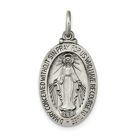 FJC Finejewelers Sterling Silver Antiqued Miraculous Medal Pendant Necklace - Chain Included