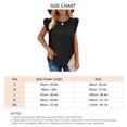 thumbnail image 2 of Camiseta sin mangas con cuello redondo de verano para mujer, manga casquillo, color liso, ojales, blusa informal fruncida, negro XL, 2 of 2