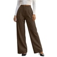 thumbnail image 3 of cocolona Womens Winer Casual Loose Corduroy Pants Elastic Waist Straight Wide Leg Travel Lounge Pants with Pockets, 3 of 5