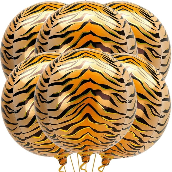 KatchOn, Big Tiger Balloons for Birthday Party - 22 Inch, Pack of 6 |Tiger Stripe Balloons, Party Decor | Tiger Print Balloon | Tiger Birthday Decorations| Decorations