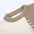 thumbnail image 4 of MIASHUI Color Block Sweater Men Fall Winter Loose Casual Lazy Style Design Niche Pullover Knit Shirt Long Sleeve Unique Beige,M, 4 of 8
