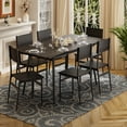 thumbnail image 5 of 63” Kitchen Table and Chairs Set for 6, Lofka Extendable Dining Table Sets with 6 Wood High Back Seating Chairs, Black, 5 of 8