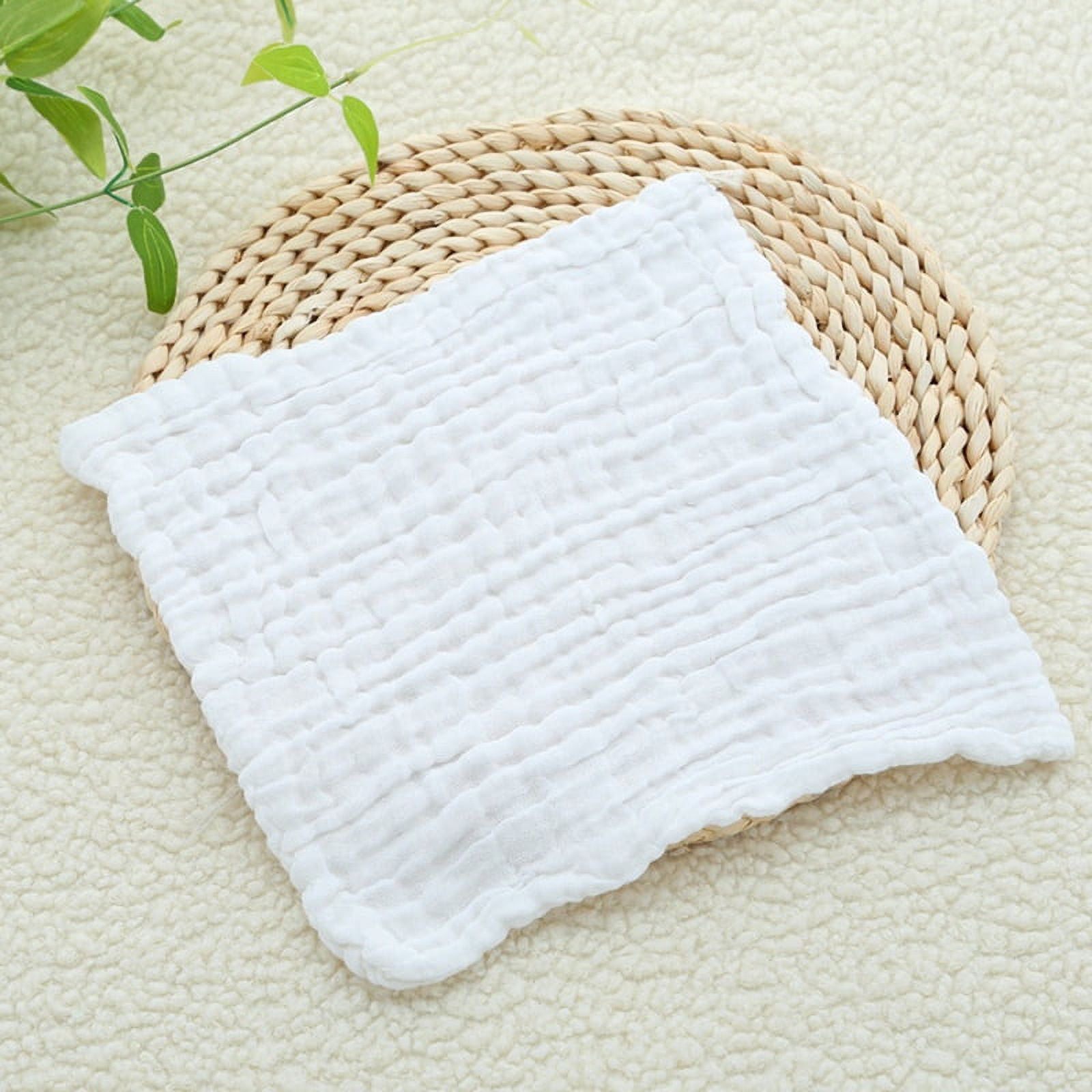 Baby Muslin Bath Towels, 30 Pack of Reusable Soft Absorbent Cotton Baby Face Towel, for Baby's Delicate Skin White