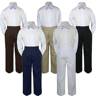 Leadertux 3pc Formal Baby Toddler Boy Coral Red Necktie Brown Pants Suit Set S-7 4T