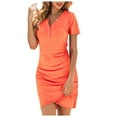 thumbnail image 1 of Womens Casual Solid Hip Wrap V Neck Button Irregular Dress Sexy Summer Boho Floral Formal Sundresses Wedding Guest Prom Bodycon Cocktail Dresses A68-14855, 1 of 7