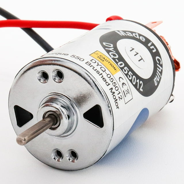 Tignapoo High Torque 550 Brushed Motor for Climbing Cars, Waterproof Stainless Steel Shell, Replaceable Carbon Brushes, 11T, Silver Finish