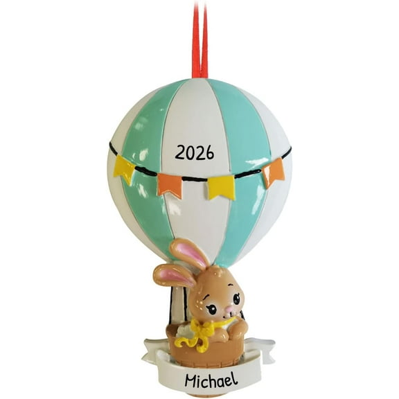 Personalized Baby's First Christmas Ornament 2025 - Custom Christmas Ornament Baby Boy Gender Reveal Ornament Blue Hot Air Balloon New Baby Arrival Ornament Newborn Baby Ornaments