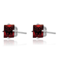 thumbnail image 5 of 14K Solid White Gold 6mm Princess-Cut Square Red Garnet Studs Gemstone Solitaire Earrings January Birthstone Jewelry, 5 of 10