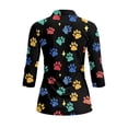thumbnail image 3 of Uorisanigo Colorful Dog Paws Women's 3/4 Sleeve Athletic Golf Shirts Fashionable Comfortable Women's Dry-Fit Golf Polo Shirts Relaxed Tennis Tops Comfortable Outing Wear Size XL, 3 of 7