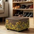 thumbnail image 4 of Xoenoiee Sunflower Bee Wood Print Ottoman Covers Slipcover Rectangle Ottoman Protector Covers with Elastic Band for Footrest Foot Stool Furniture, Machine Washable, S, 4 of 7