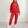 thumbnail image 2 of Valentine's Day 2 Piece Tracksuits for Women - Cute Funny Bow Graphic Hoodie Jogger Sweatset, 2 of 4