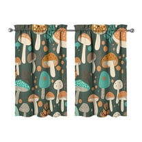 Mushroom (36) Kitchen Curtains - Vintage Tier Curtains for Bathroom Living RV Rod Pocket Window Drapes 36 Inch 2 Panels Set 27.5"x39" Window Treatment Tiers