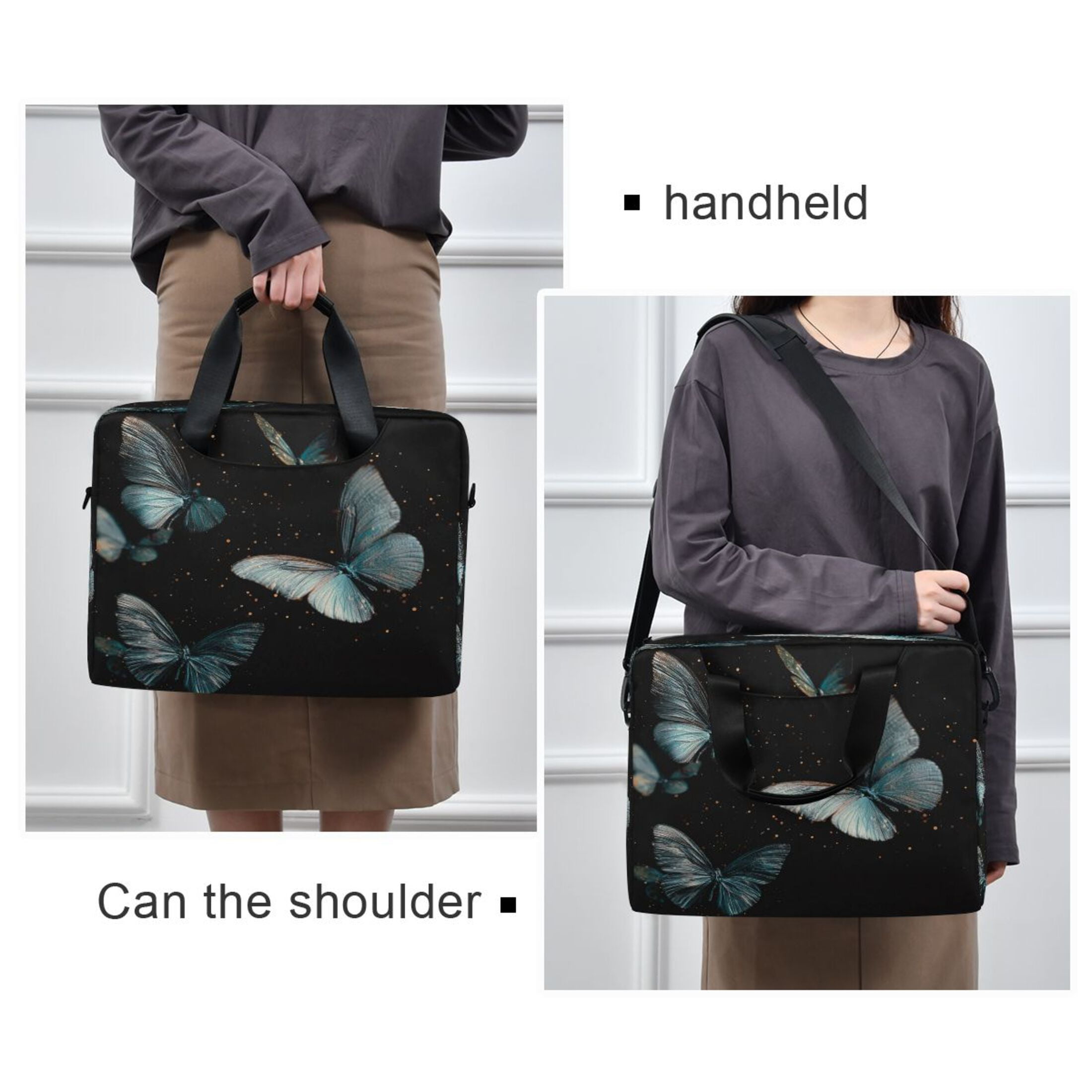 Laptop Bag Laptop Briefcase 15.7 x 3 x 11.8 Inches Laptop Bag Briefcases Laptop Storage Travel Laptop Bag Work Laptop Bag Blue Butterfly