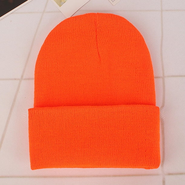 Gorro de lana para hombre cálido gorro de punto de gran tamaño gorra de para esquí senderismo actividades al - Naranja Yinane Gorro Beanie tejido para mujer
