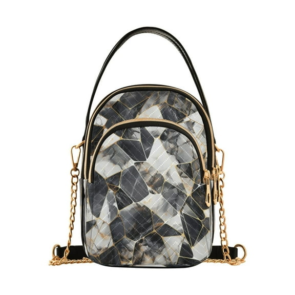 ALAZA Chain Crossbody Bags for Women Marble Black Shoulder Handbag Phone Purse