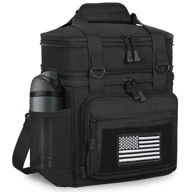 Lonchera GLENKEY Doble Piso Aislada 16L Negra para 20 latas